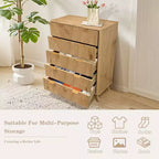 Fluted 5 Drawers Dresser, 47 Tall Modern Chest of Drawers, Curved Profile Design, Wood Drawer Organizer