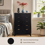 Fluted 5 Drawers Dresser, 47 Tall Modern Chest of Drawers, Curved Profile Design, Wood Drawer Organizer