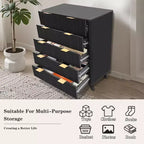 Fluted 5 Drawers Dresser, 47 Tall Modern Chest of Drawers, Curved Profile Design, Wood Drawer Organizer