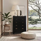 Fluted 5 Drawers Dresser, 47 Tall Modern Chest of Drawers, Curved Profile Design, Wood Drawer Organizer