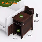 DEXYLLO Tavolino d'Appoggio per Fattoria Set da 2 con Stazione di Ricarica, Tavolini Laterali Stretti, USB e Prese, Comodini in Legno con Contenitore