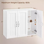 Yaheetech Wall Mounted Cabinet with Three Doors and Adjustable Shelf for Living Room, Laundry Room, Mudroom