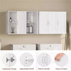 Yaheetech Wall Mounted Cabinet with Three Doors and Adjustable Shelf for Living Room, Laundry Room, Mudroom