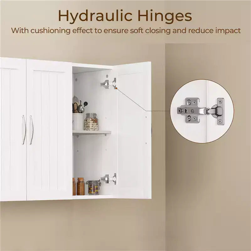Yaheetech Wall Mounted Cabinet with Three Doors and Adjustable Shelf for Living Room, Laundry Room, Mudroom