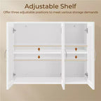 Yaheetech Wall Mounted Cabinet with Three Doors and Adjustable Shelf for Living Room, Laundry Room, Mudroom