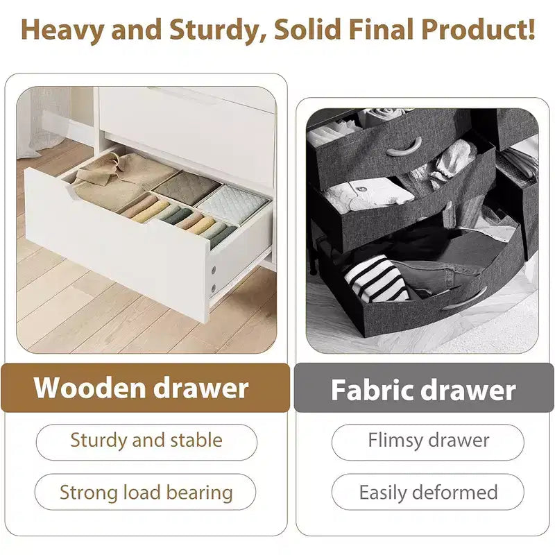 Vertical Drawer Cabinet with Storage, Dresser for Bedroom, Wooden Storage for Hallway, Entryway