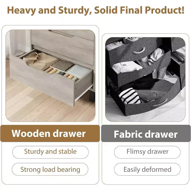 Vertical Drawer Cabinet with Storage, Dresser for Bedroom, Wooden Storage for Hallway, Entryway