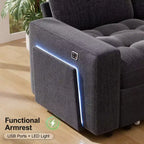 Dyonery 7-seater U-shaped sofa, Modular sofa bed, with pull-out bed, reclining backrest, storage cabinet, tool-free assembly, snow velvet