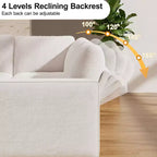 Dyonery 7-seater U-shaped sofa, Modular sofa bed, with pull-out bed, reclining backrest, storage cabinet, tool-free assembly, snow velvet
