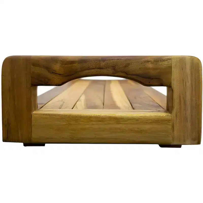 HomeRoots 29W Natural Teak Bath Tray and Seat with Handles