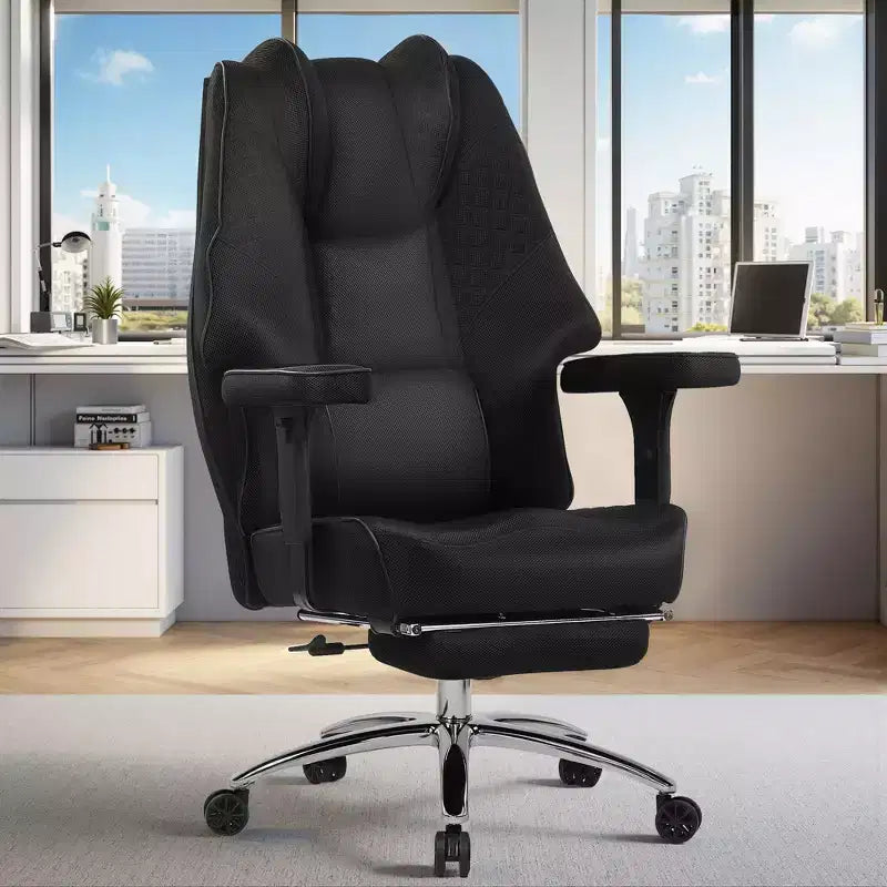 VECELO Ergonomic Office Chair with Footrest & Armrest, Adjustable Height Chair with Lumbar & Neck Support, Black