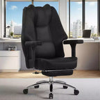 VECELO Ergonomic Office Chair with Footrest & Armrest, Adjustable Height Chair with Lumbar & Neck Support, Black