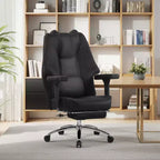 VECELO Sedia da ufficio ergonomica con poggiapiedi e braccioli, sedia regolabile in altezza con supporto lombare e cervicale, nera