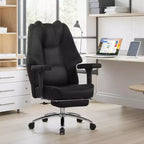 VECELO Sedia da ufficio ergonomica con poggiapiedi e braccioli, sedia regolabile in altezza con supporto lombare e cervicale, nera
