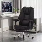 VECELO Sedia da ufficio ergonomica con poggiapiedi e braccioli, sedia regolabile in altezza con supporto lombare e cervicale, nera