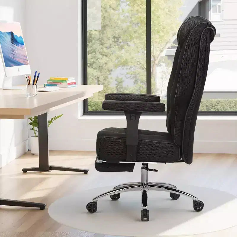 VECELO Sedia da ufficio ergonomica con poggiapiedi e braccioli, sedia regolabile in altezza con supporto lombare e cervicale, nera