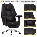 VECELO Sedia da ufficio ergonomica con poggiapiedi e braccioli, sedia regolabile in altezza con supporto lombare e cervicale, nera