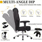VECELO Sedia da ufficio ergonomica con poggiapiedi e braccioli, sedia regolabile in altezza con supporto lombare e cervicale, nera