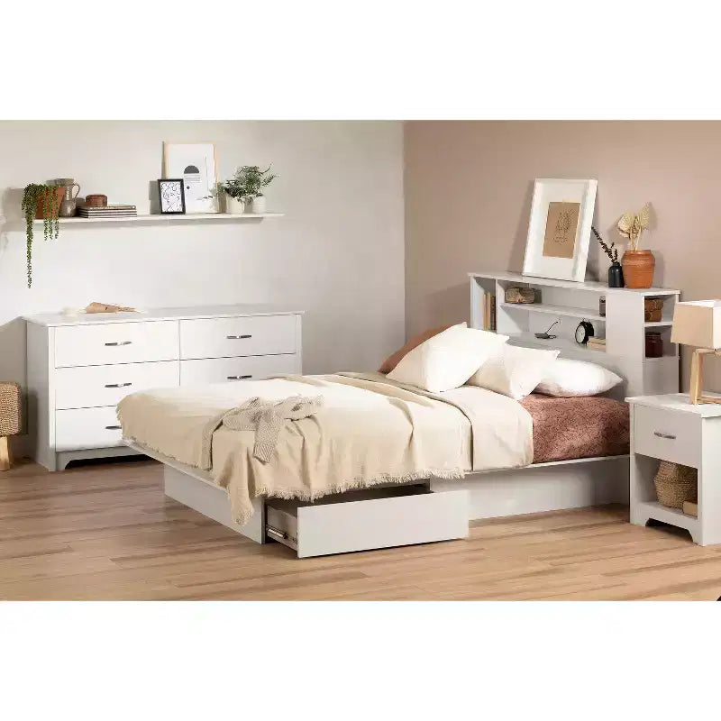 HomeStock 6.75 in.H Particle Board Horizontal Dressers with 6 - Drawers in White Finish