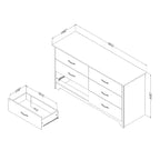 HomeStock 6.75 in.H Particle Board Horizontal Dressers with 6 - Drawers in White Finish