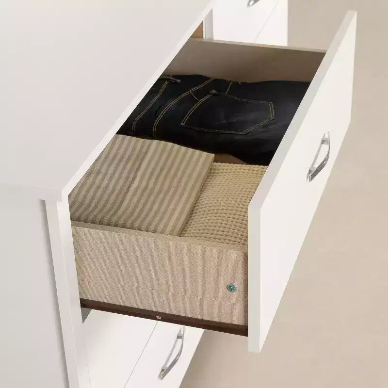 HomeStock 6.75 in.H Particle Board Horizontal Dressers with 6 - Drawers in White Finish