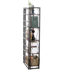 VECELO Scaffale Pieghevole, Libreria Pieghevole a 5 Ripiani, Scaffale Industriale in Metallo Autoportante Organizer per Soggiorno o Camera da Letto, Marrone