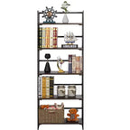 VECELO Scaffale Pieghevole, Libreria Pieghevole a 5 Ripiani, Scaffale Industriale in Metallo Autoportante Organizer per Soggiorno o Camera da Letto, Marrone
