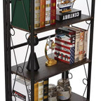 VECELO Scaffale Pieghevole, Libreria Pieghevole a 5 Ripiani, Scaffale Industriale in Metallo Autoportante Organizer per Soggiorno o Camera da Letto, Marrone