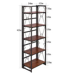 VECELO Scaffale Pieghevole, Libreria Pieghevole a 5 Ripiani, Scaffale Industriale in Metallo Autoportante Organizer per Soggiorno o Camera da Letto, Marrone