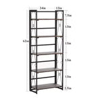 VECELO Scaffale Pieghevole, Libreria Pieghevole a 5 Ripiani, Scaffale Industriale in Metallo Autoportante Organizer per Soggiorno o Camera da Letto, Marrone