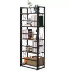 VECELO Scaffale Pieghevole, Libreria Pieghevole a 5 Ripiani, Scaffale Industriale in Metallo Autoportante Organizer per Soggiorno o Camera da Letto, Marrone