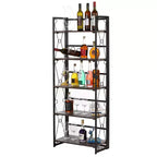 VECELO Scaffale Pieghevole, Libreria Pieghevole a 5 Ripiani, Scaffale Industriale in Metallo Autoportante Organizer per Soggiorno o Camera da Letto, Marrone