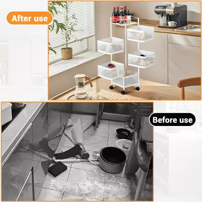 GustoWave Carrello per scaffali da cucina girevole a 5 ripiani