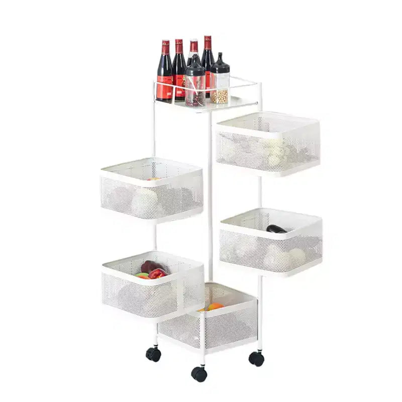 GustoWave 5 Tier Rotating Kitchen Storage Rack Cart