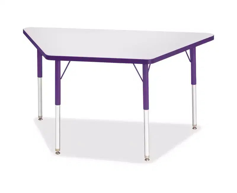 Jonti-Craft Berries Adult-Size Gray Laminate Trapezoid Table (24 x 48) in Purple