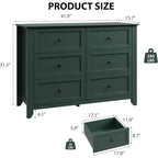 Acekool Dressers 6-Drawer Tall Dresser Organizer, Deep Storage Chest, Handles, Modern Farmhouse for Bedroom, Closet, Living Room, Green