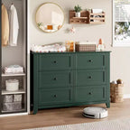 Acekool Dressers 6-Drawer Tall Dresser Organizer, Deep Storage Chest, Handles, Modern Farmhouse for Bedroom, Closet, Living Room, Green