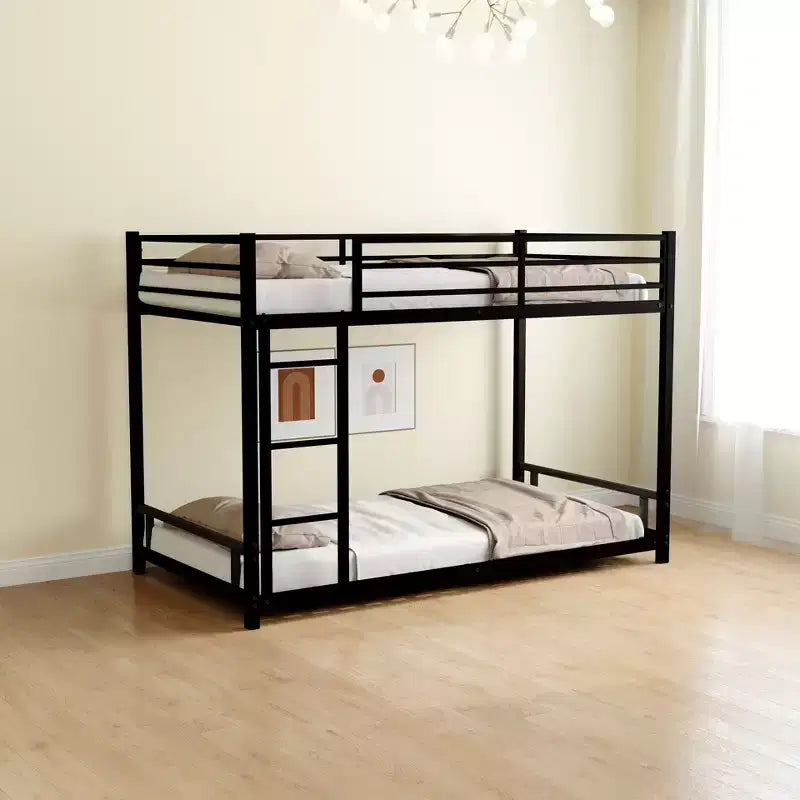 Okak Twin over Twin Metal Loft Bunk Bed Heavy Duty Bedframe with Ladder & Safety Guardrail for Adults Teens Noise Reduced Easy Assemble