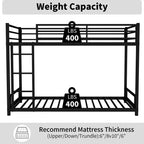 Okak Twin over Twin Metal Loft Bunk Bed Heavy Duty Bedframe with Ladder & Safety Guardrail for Adults Teens Noise Reduced Easy Assemble