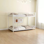 Okak Twin over Twin Metal Loft Bunk Bed Heavy Duty Bedframe with Ladder & Safety Guardrail for Adults Teens Noise Reduced Easy Assemble