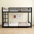 Okak Twin over Twin Metal Loft Bunk Bed Heavy Duty Bedframe with Ladder & Safety Guardrail for Adults Teens Noise Reduced Easy Assemble