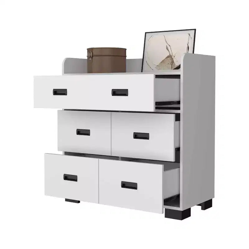 Comò Okak per Camera da Letto con Doppio Cassetto e 4 Cassetti Singoli, Cassettiera in Legno Organizzatore per Armadio per Soggiorno Corridoio