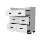 Comò Okak per Camera da Letto con Doppio Cassetto e 4 Cassetti Singoli, Cassettiera in Legno Organizzatore per Armadio per Soggiorno Corridoio