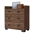 Comò Okak per Camera da Letto con Doppio Cassetto e 4 Cassetti Singoli, Cassettiera in Legno Organizzatore per Armadio per Soggiorno Corridoio