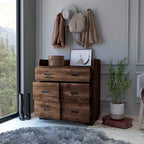 Comò Okak per Camera da Letto con Doppio Cassetto e 4 Cassetti Singoli, Cassettiera in Legno Organizzatore per Armadio per Soggiorno Corridoio