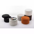 Okak Modern Round Storage Ottoman Bench Vanity Chair Soft Velvet Upholstered Footrest Stool With Wooden Shelving for Couch Bedroom Entrance