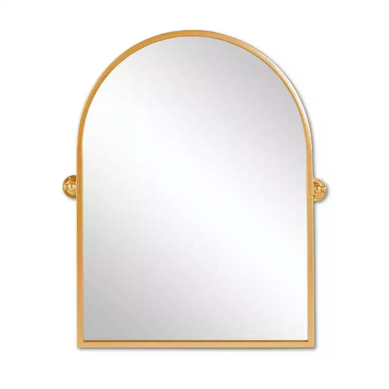 MAYEERTY Gold Metal Frame Right-Angle Arched Wall Mounted Accent Mirror 36 x 24 x 2