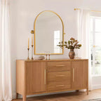 MAYEERTY Gold Metal Frame Right-Angle Arched Wall Mounted Accent Mirror 36 x 24 x 2