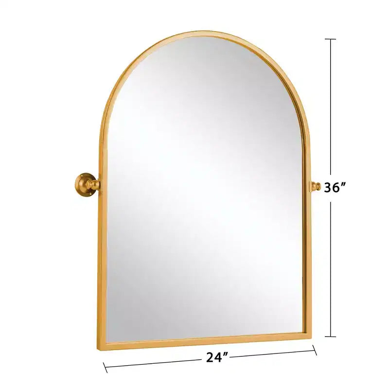 MAYEERTY Gold Metal Frame Right-Angle Arched Wall Mounted Accent Mirror 36 x 24 x 2