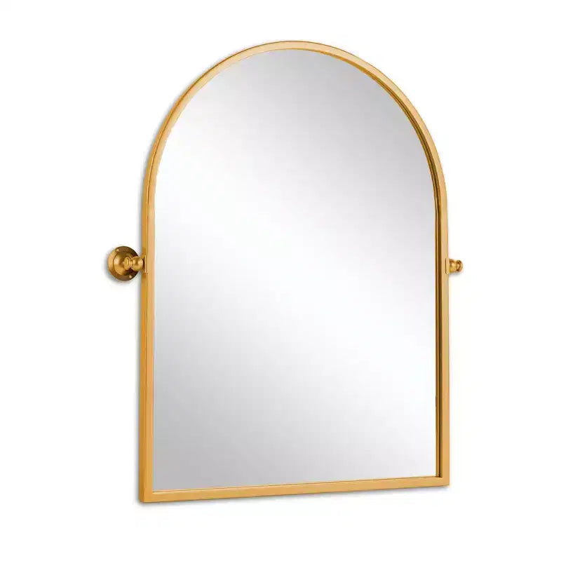 MAYEERTY Gold Metal Frame Right-Angle Arched Wall Mounted Accent Mirror 36 x 24 x 2